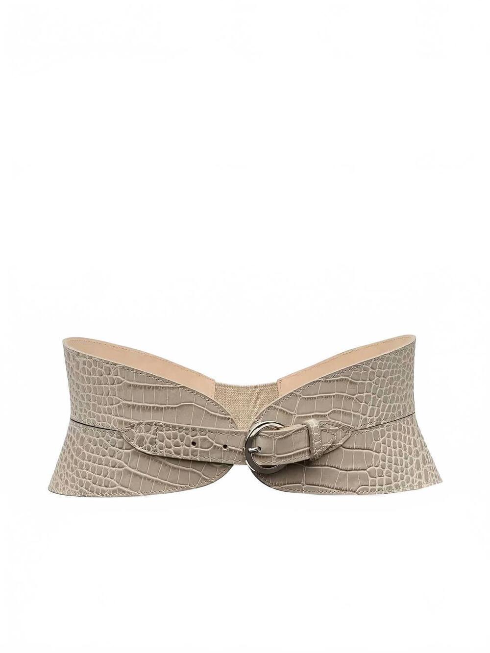 NEW L'AGENCE alexandra croc-embossed corset belt in ivory